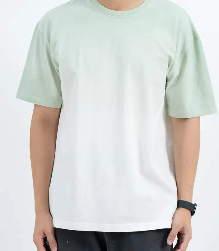 Relaxed Mint-to-White Ombre T-Shirt with Dropped Shoulders