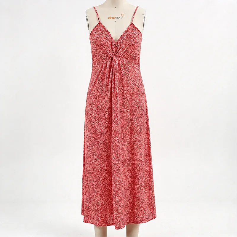 Printed Slip Dress with Twist Front